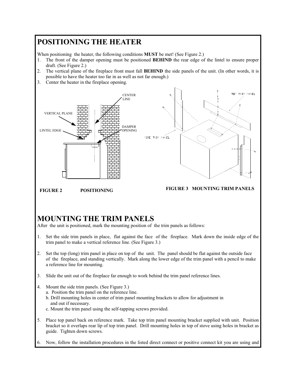 Positioning the heater, Mounting the trim panels | New Buck Corporation 91 User Manual | Page 11 / 29