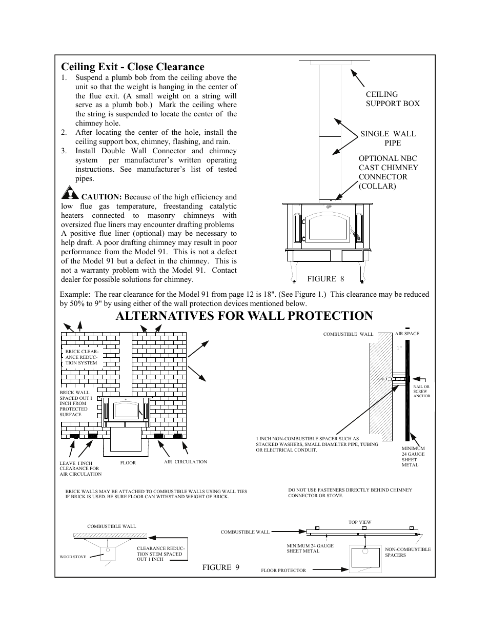 Alternatives for wall protection, Ceiling exit - close clearance | New Buck Corporation 91 User Manual | Page 18 / 29