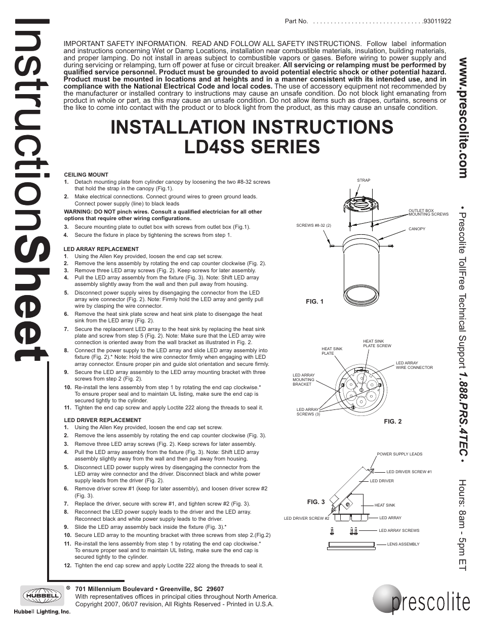 Prescolite LD4SS User Manual | 1 page