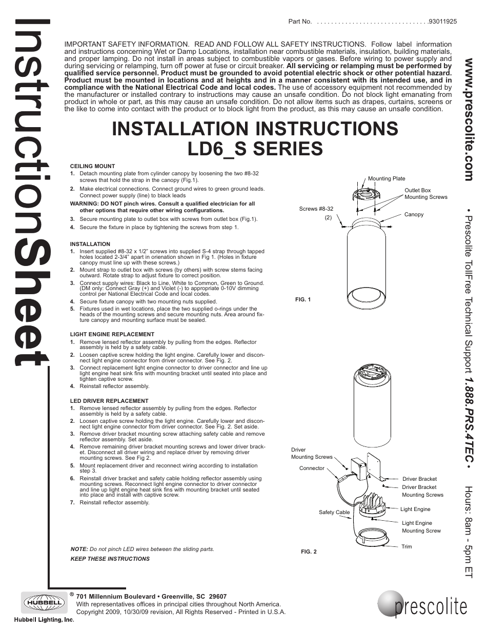 Prescolite LD6_S User Manual | 1 page