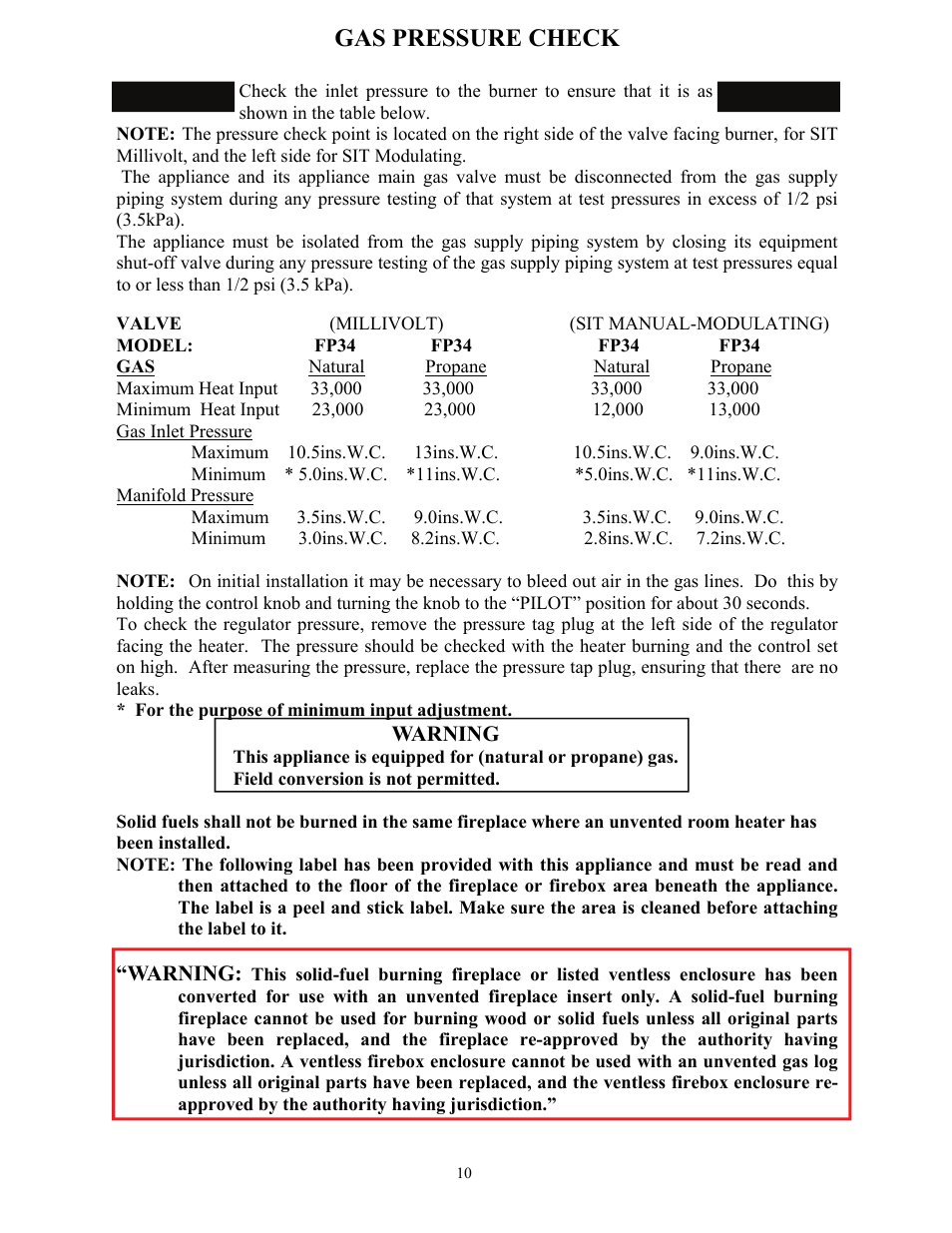 Gas pressure check | New Buck Corporation 34 User Manual | Page 12 / 55