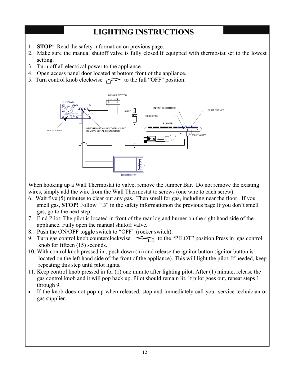 Lighting instructions, Pilot | New Buck Corporation 34 User Manual | Page 14 / 55