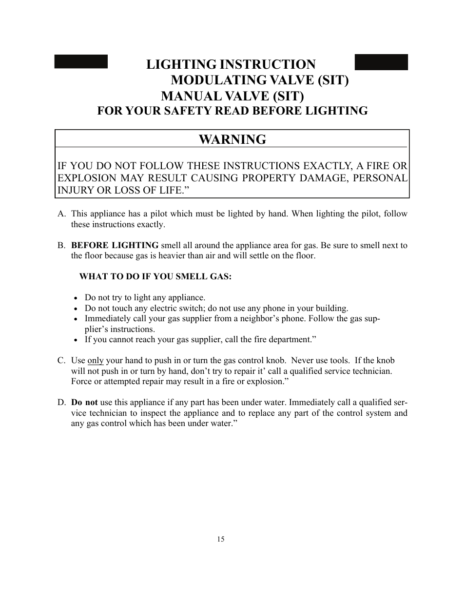 Warning, For your safety read before lighting | New Buck Corporation 34 User Manual | Page 17 / 55