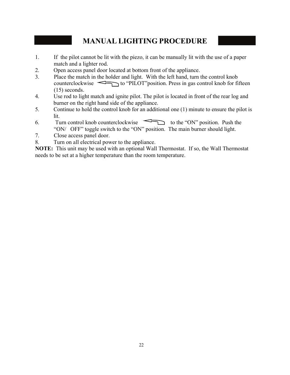 Manual lighting procedure | New Buck Corporation 34 User Manual | Page 24 / 55