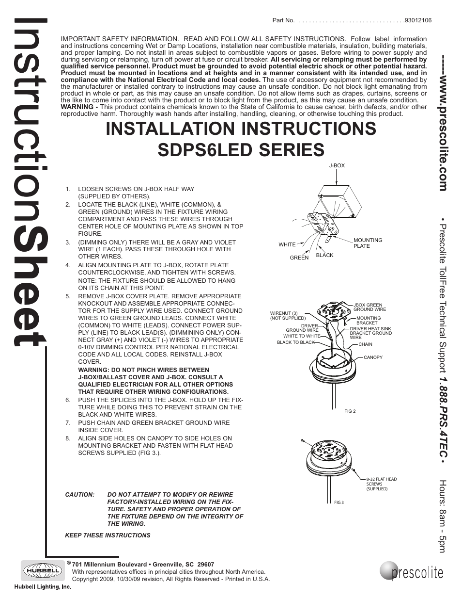 Prescolite SDPS6LED User Manual | 3 pages