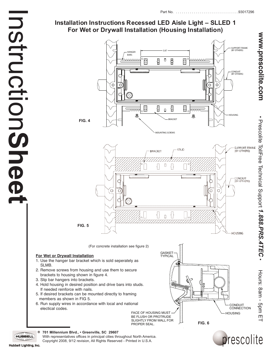 Instruction sheet, Prs.4tec | Prescolite SLLED1 User Manual | Page 3 / 3