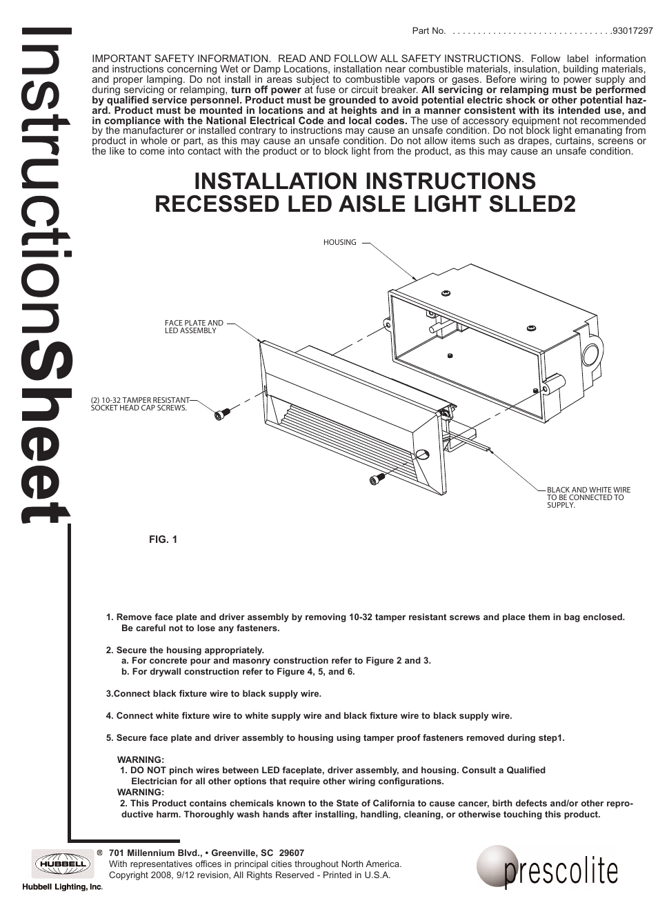 Prescolite SLLED2 User Manual | 3 pages