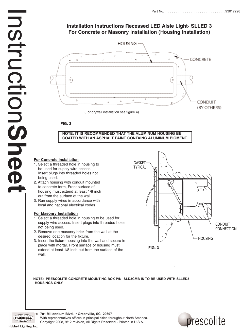 Instruction sheet | Prescolite SLLED3 User Manual | Page 2 / 3