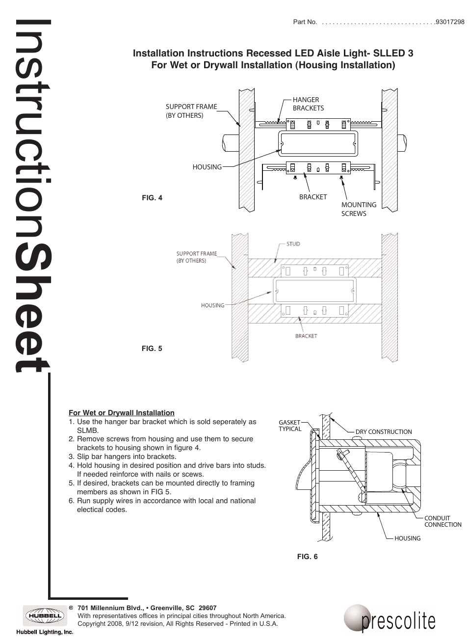 Instruction sheet | Prescolite SLLED3 User Manual | Page 3 / 3