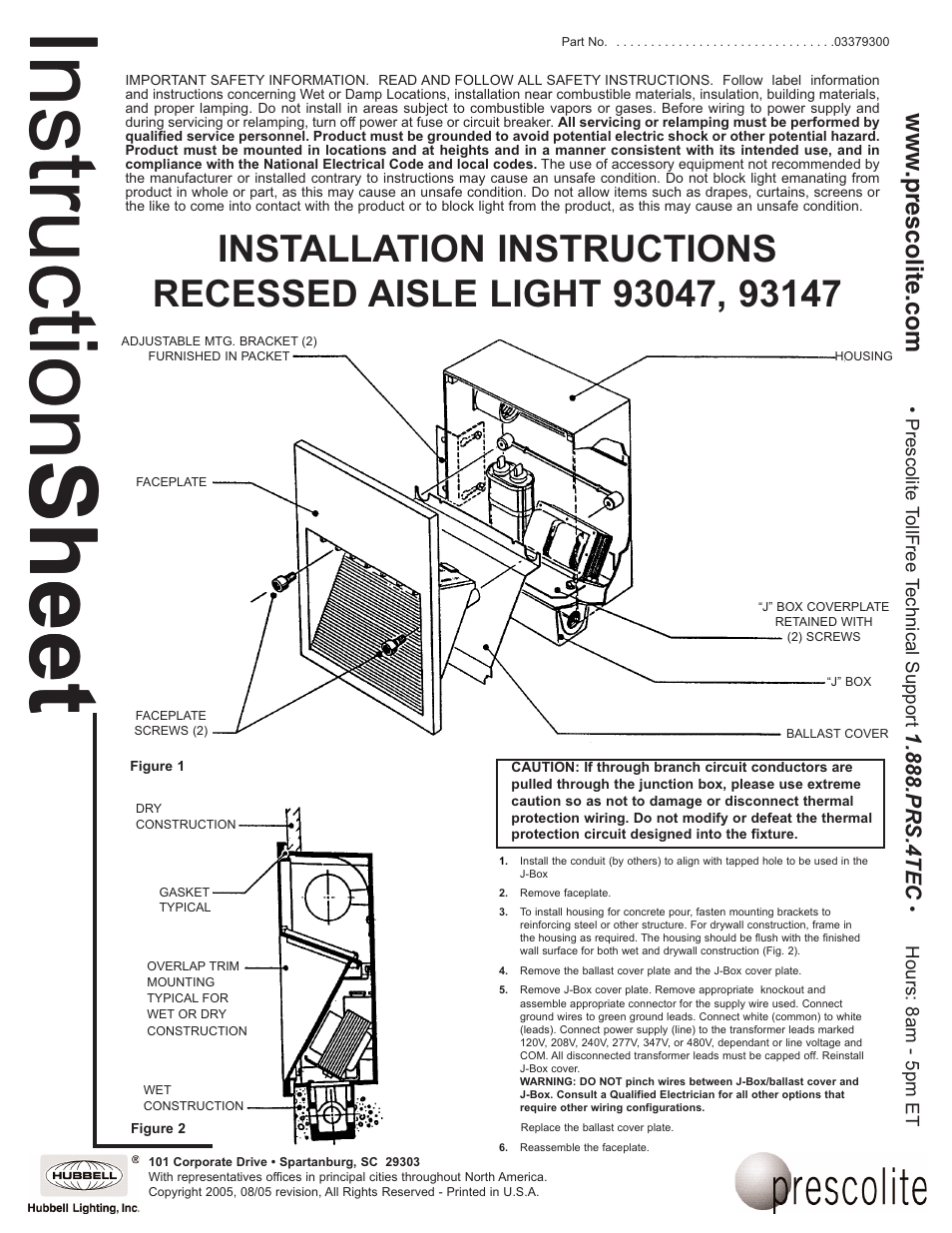 Prescolite 93147 User Manual | 1 page