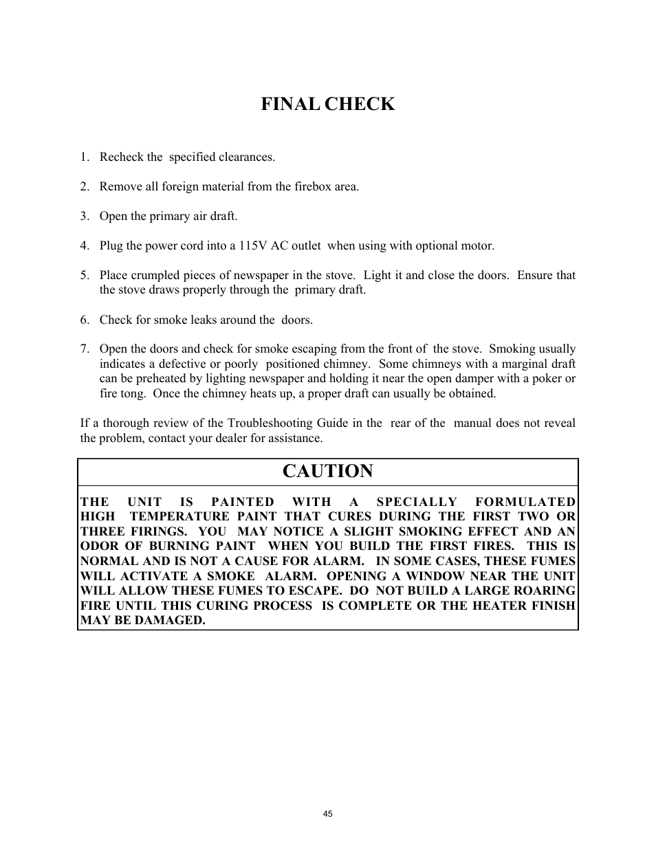 Final check, Caution | New Buck Corporation 261 User Manual | Page 47 / 53