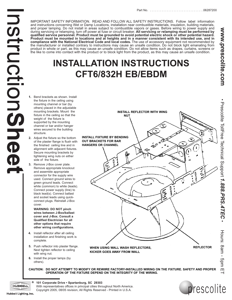 Prescolite CFT6/832H EB/EBDM User Manual | 1 page