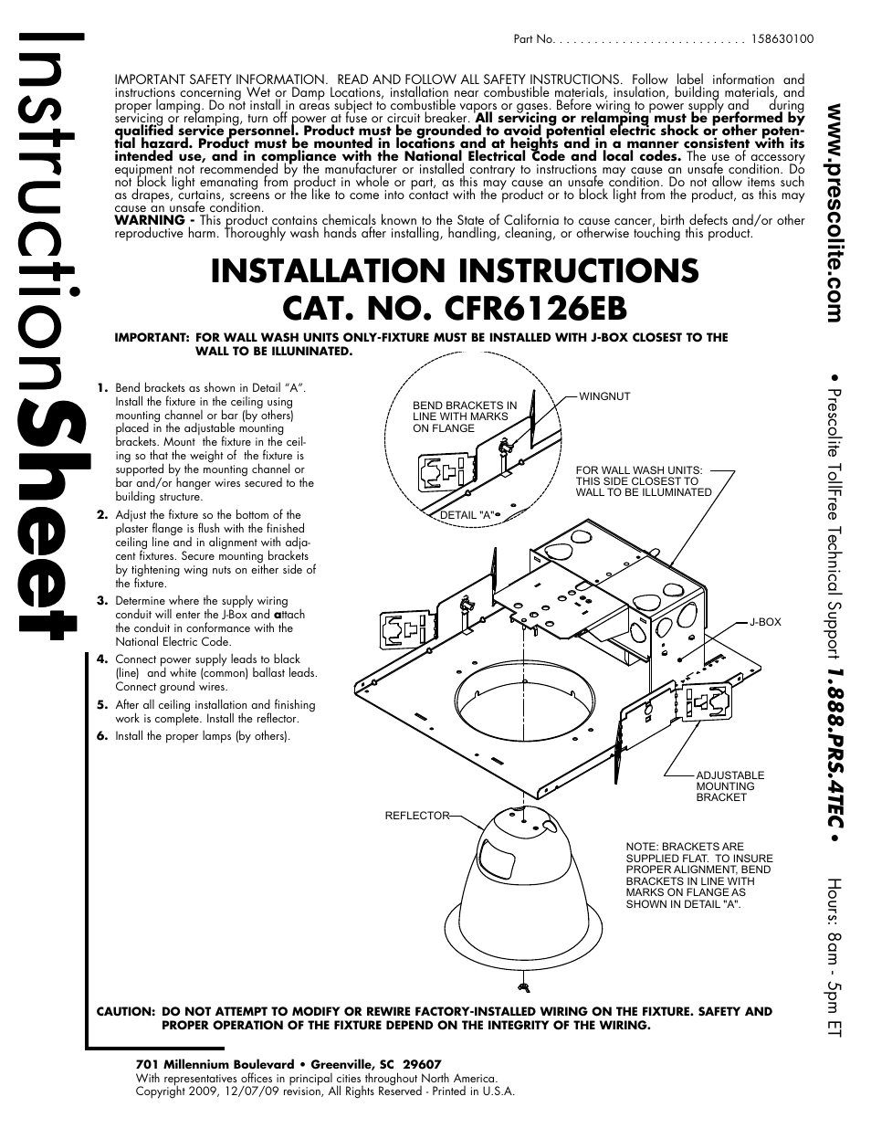 Prescolite CFR6126EB User Manual | 1 page