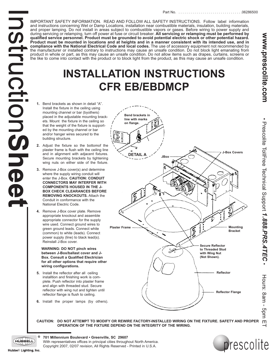Prescolite CFR EB/EBDMCP User Manual | 1 page