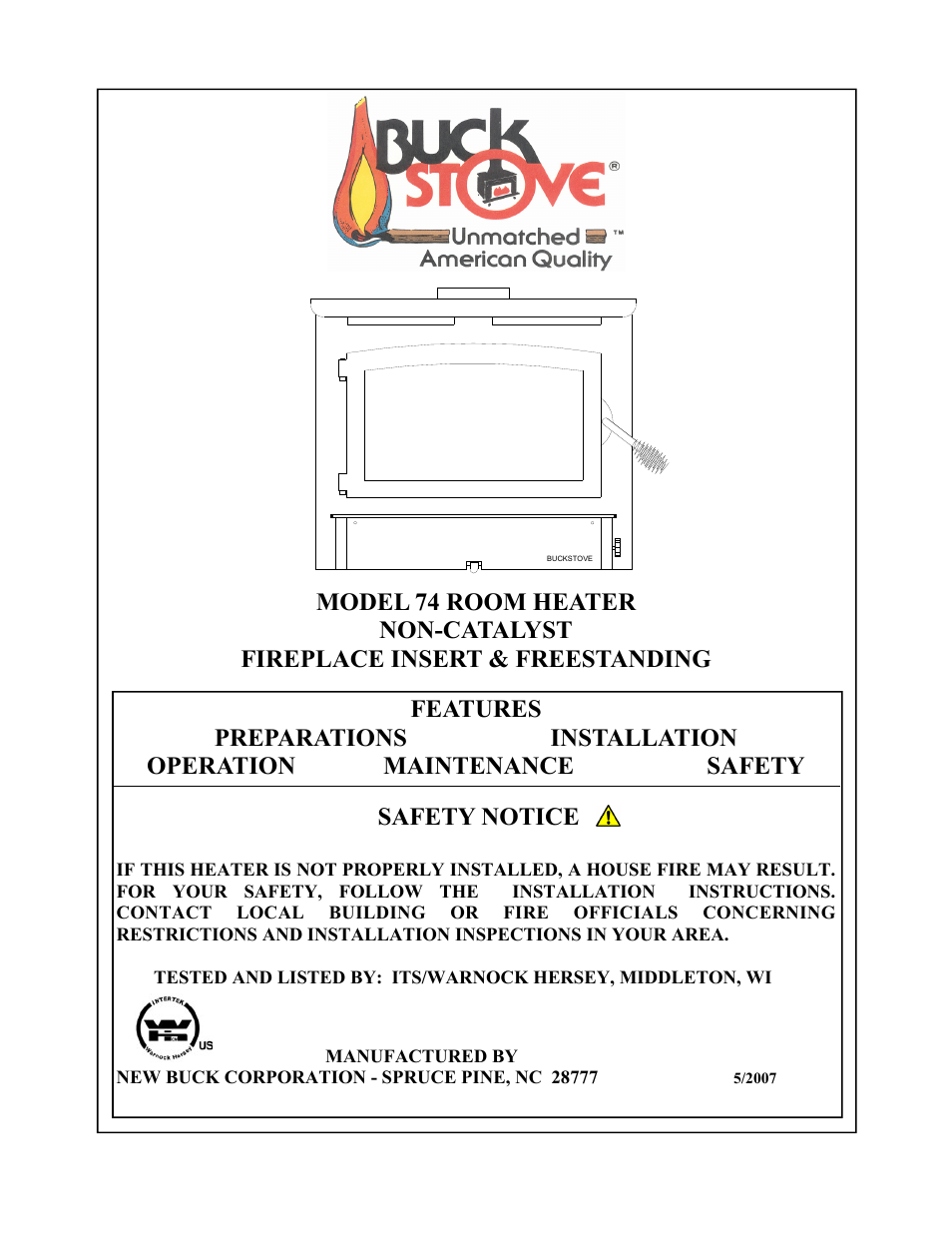 New Buck Corporation 74 User Manual | 37 pages