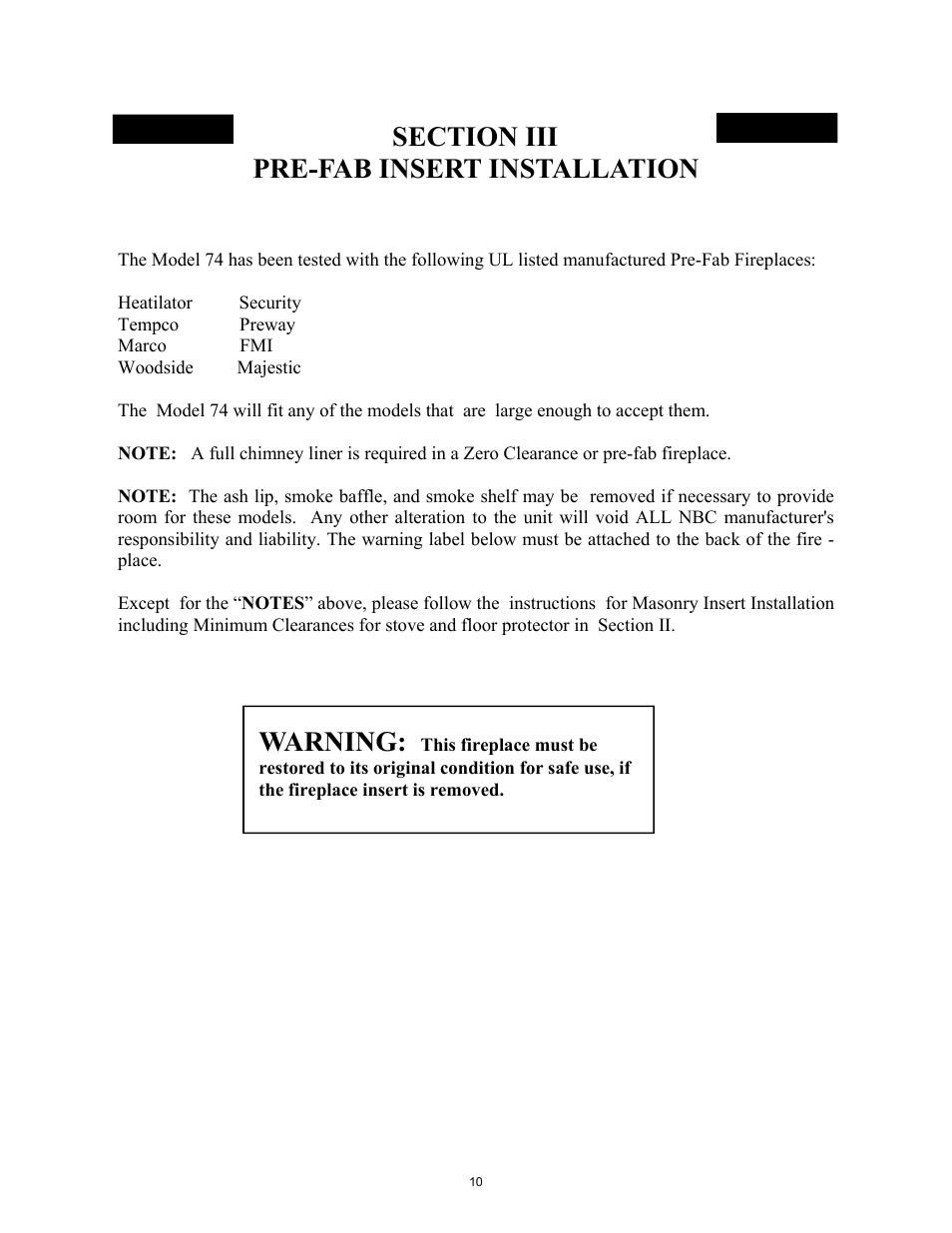 Warning | New Buck Corporation 74 User Manual | Page 12 / 37