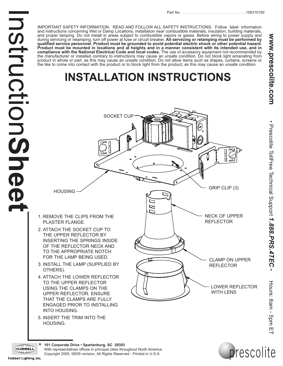 Prescolite CFT Regressed Lensed User Manual | 1 page