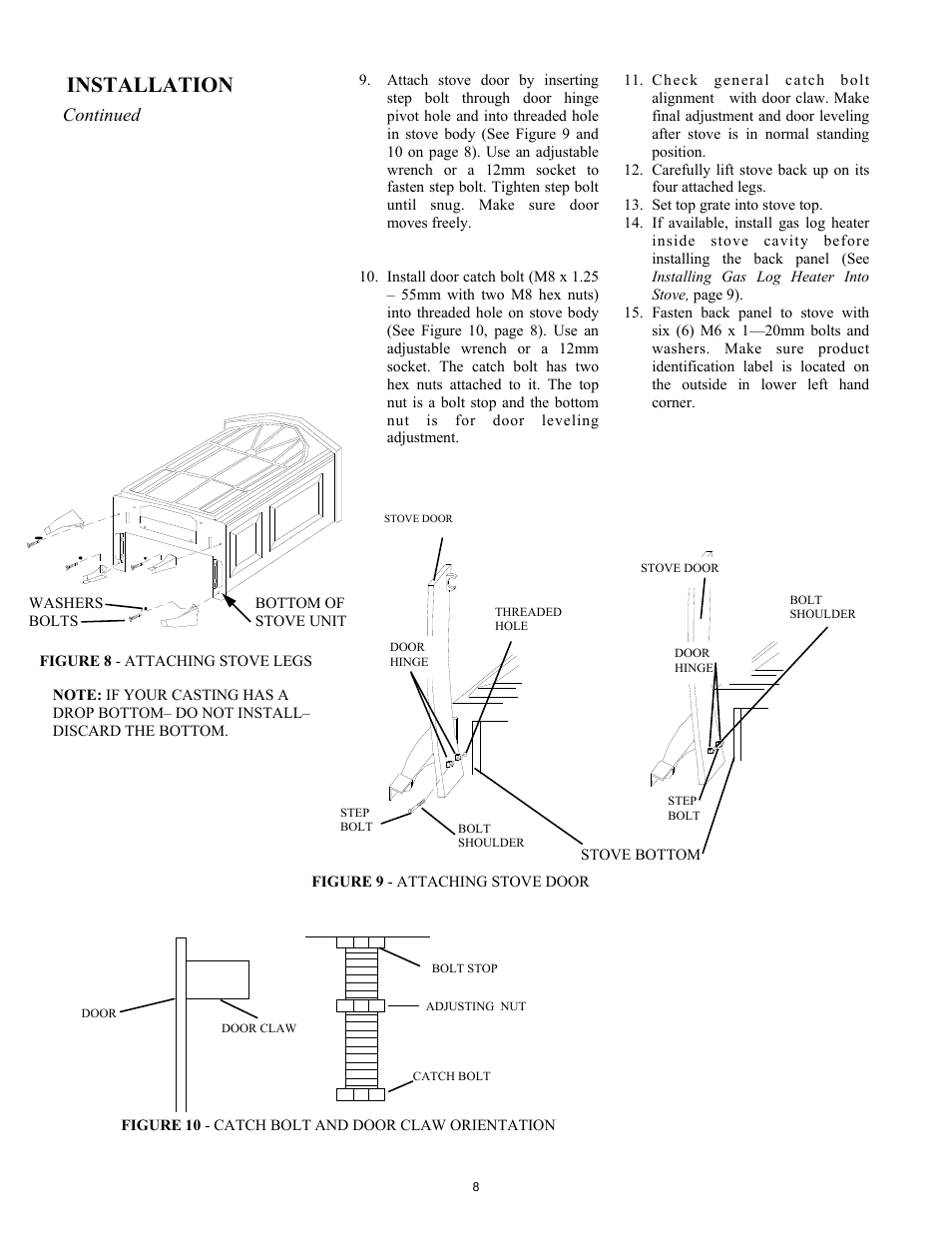 Installation, Continued | New Buck Corporation GAS STOVE HEATER User Manual | Page 12 / 38