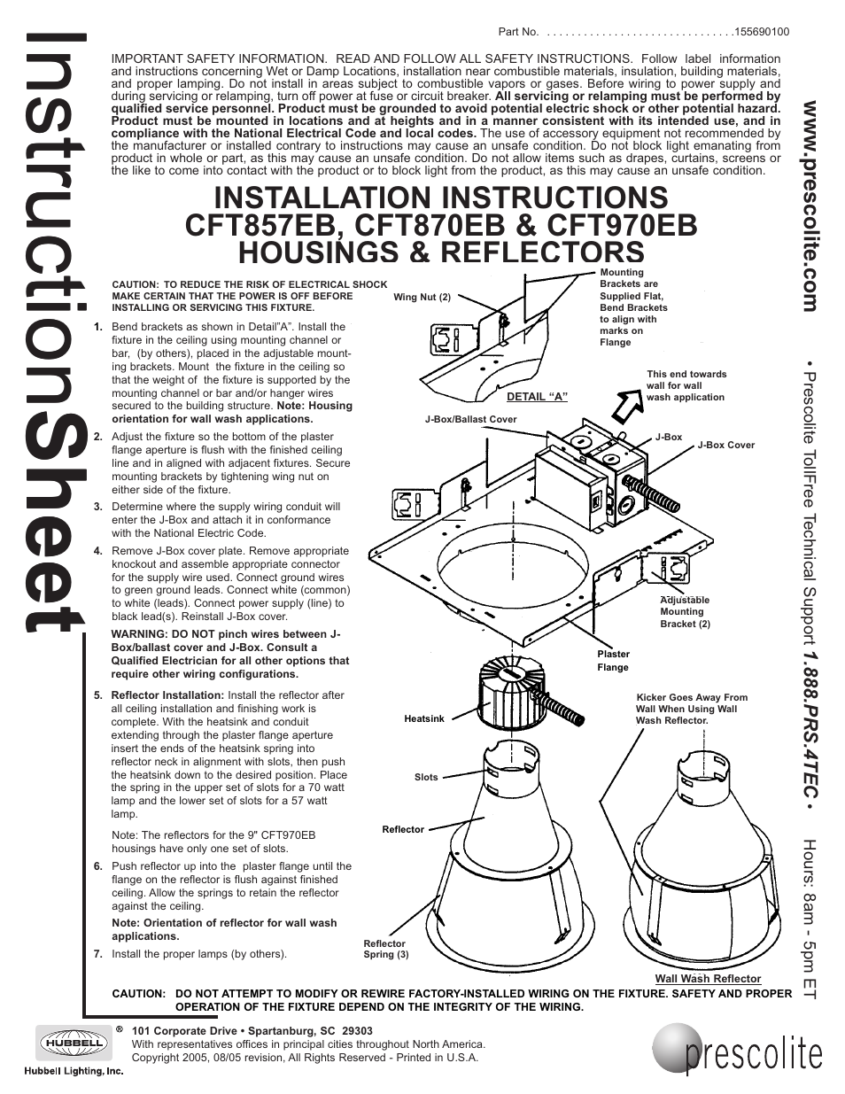 Prescolite CFT970EB User Manual | 2 pages
