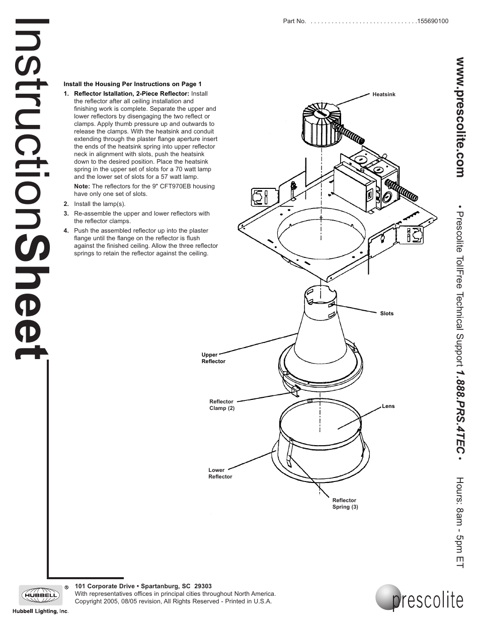 Instruction sheet, Prs.4tec | Prescolite CFT970EB User Manual | Page 2 / 2
