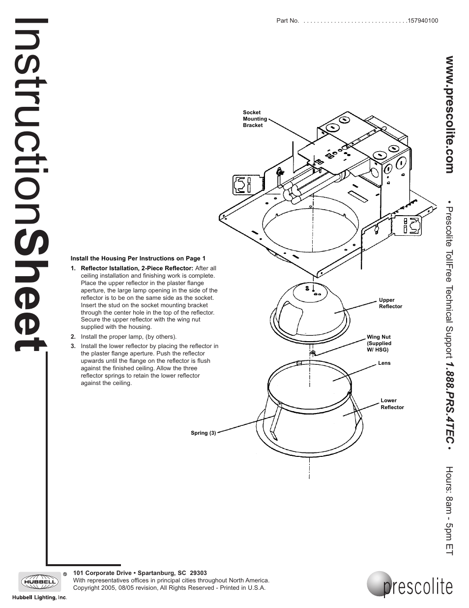 Instruction sheet, Prs.4tec | Prescolite CFT857HEB User Manual | Page 2 / 2