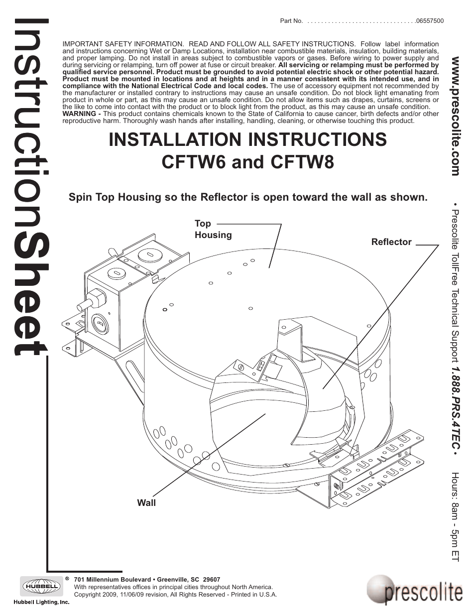 Prescolite CFTW8 User Manual | 1 page