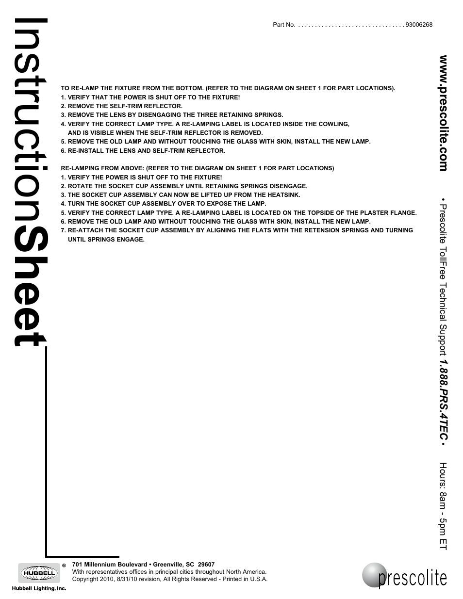 Instruction sheet | Prescolite T4 Halogen Housings User Manual | Page 2 / 2