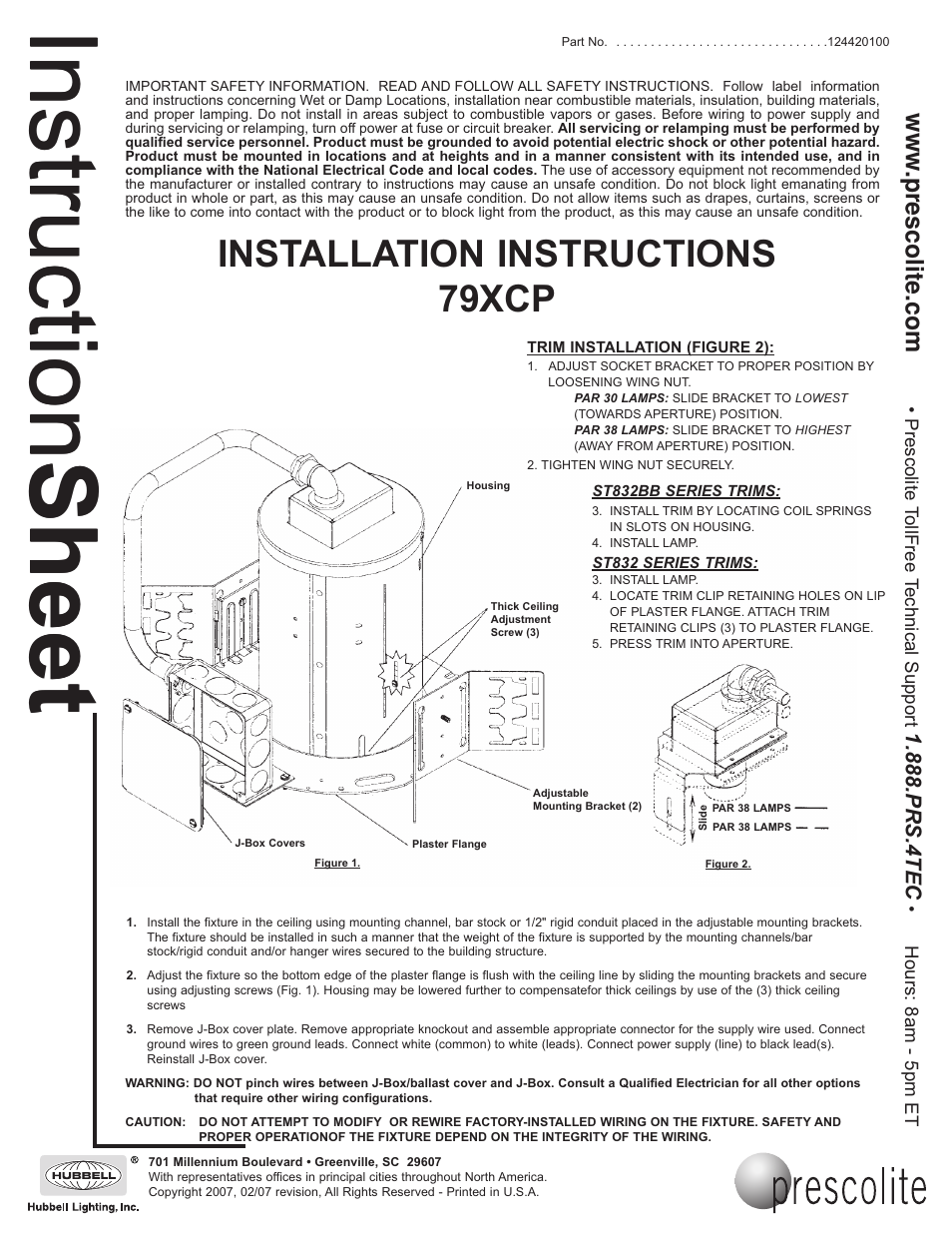 Prescolite 79XCP User Manual | 1 page