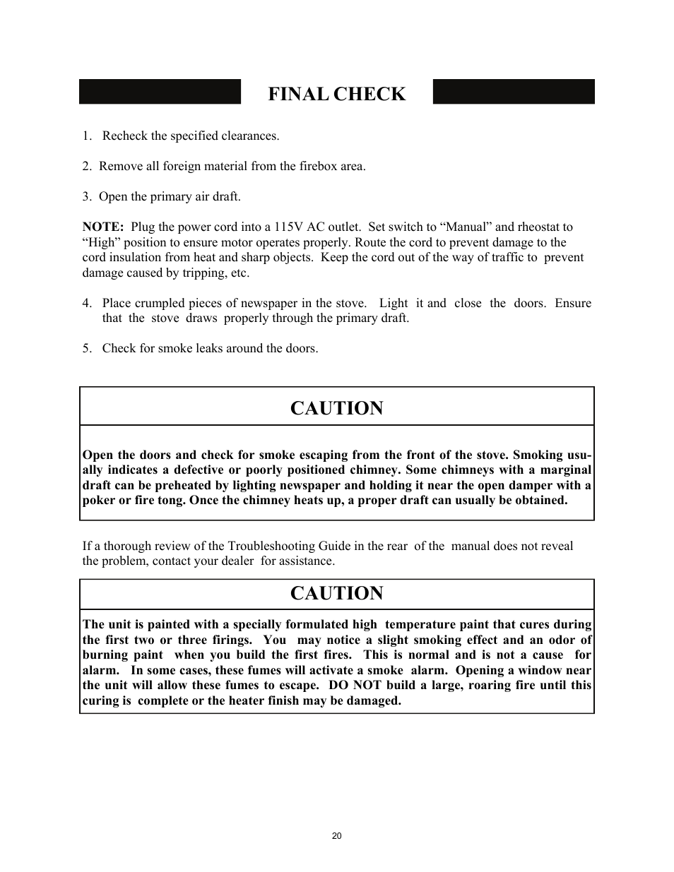 Final check, Caution | New Buck Corporation 85 User Manual | Page 22 / 39