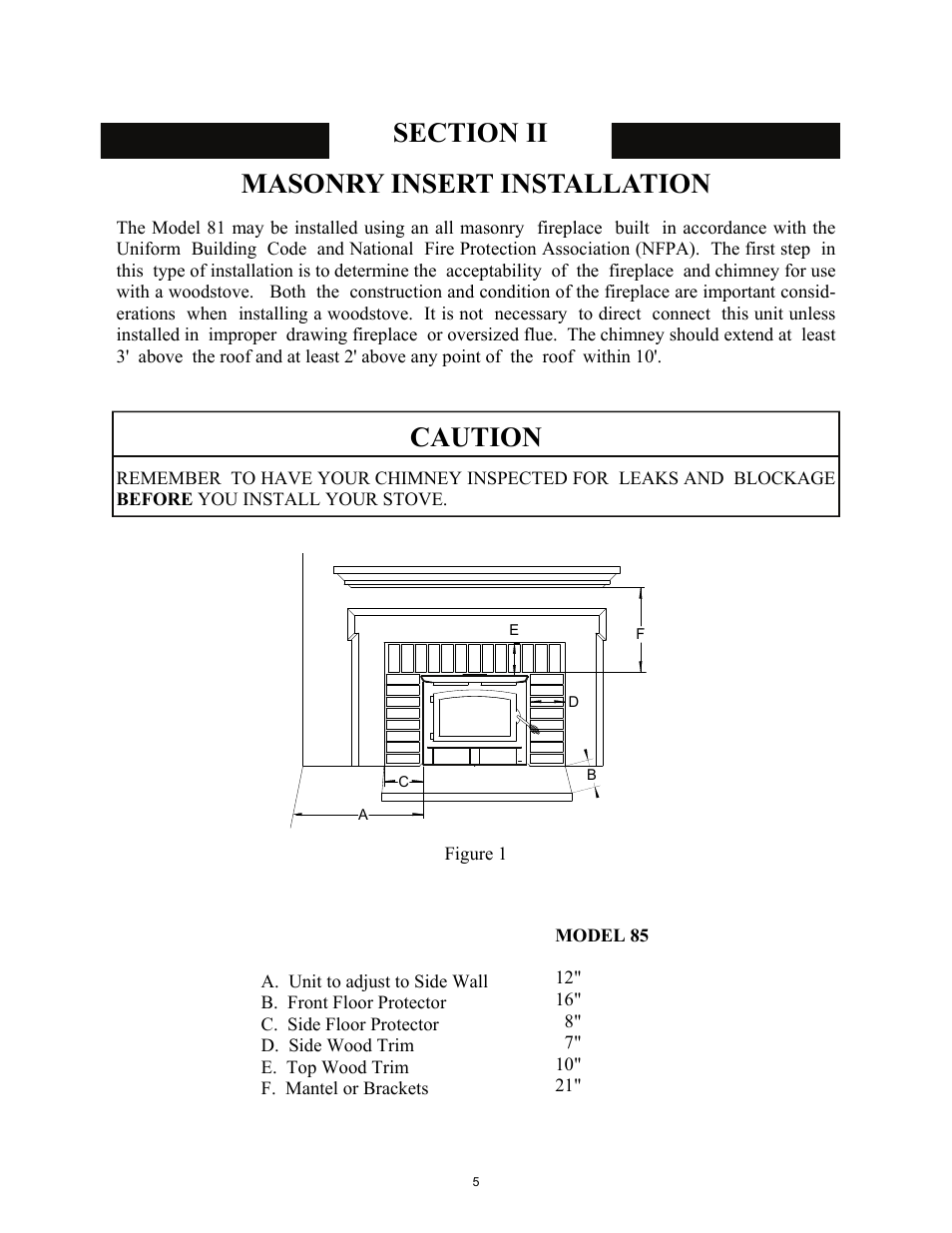 Masonry insert installation, Caution | New Buck Corporation 85 User Manual | Page 7 / 39