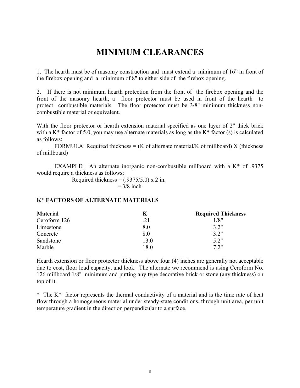 Minimum clearances | New Buck Corporation 85 User Manual | Page 8 / 39