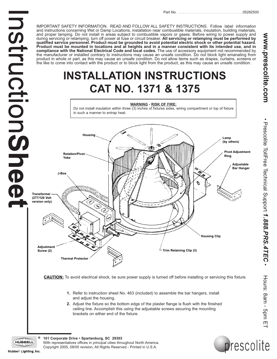 Prescolite 1375 User Manual | 2 pages