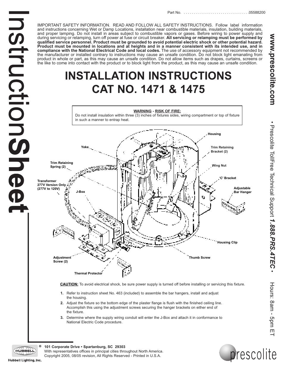 Prescolite 1475 User Manual | 2 pages