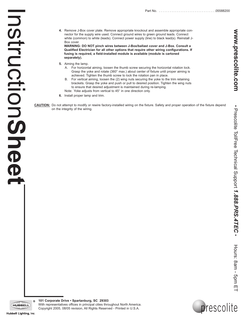 Instruction sheet | Prescolite 1475 User Manual | Page 2 / 2