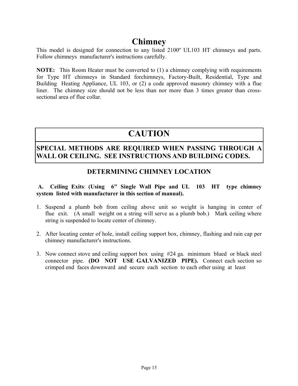 Chimney, Caution | New Buck Corporation 81 User Manual | Page 17 / 39