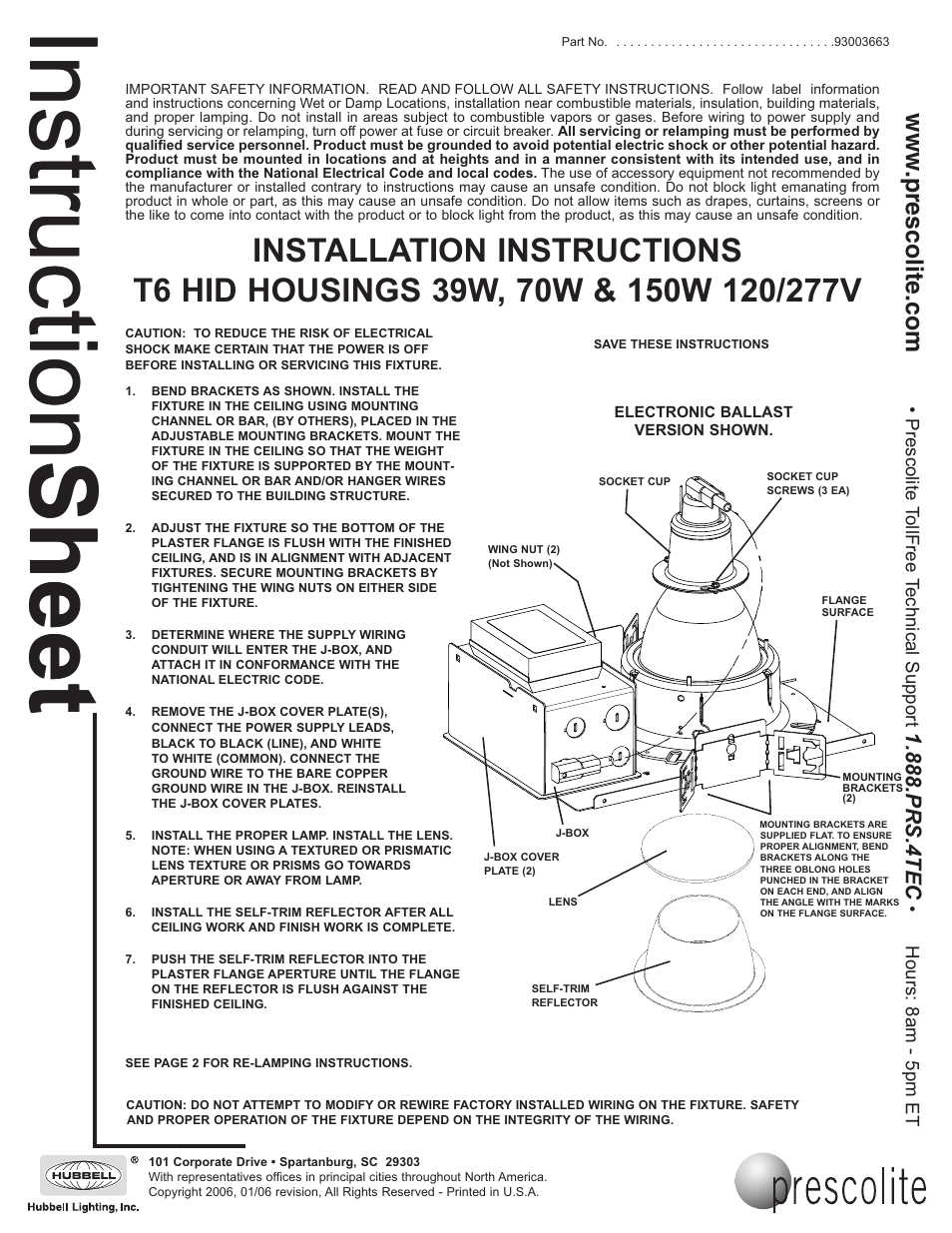 Prescolite T6 User Manual | 2 pages