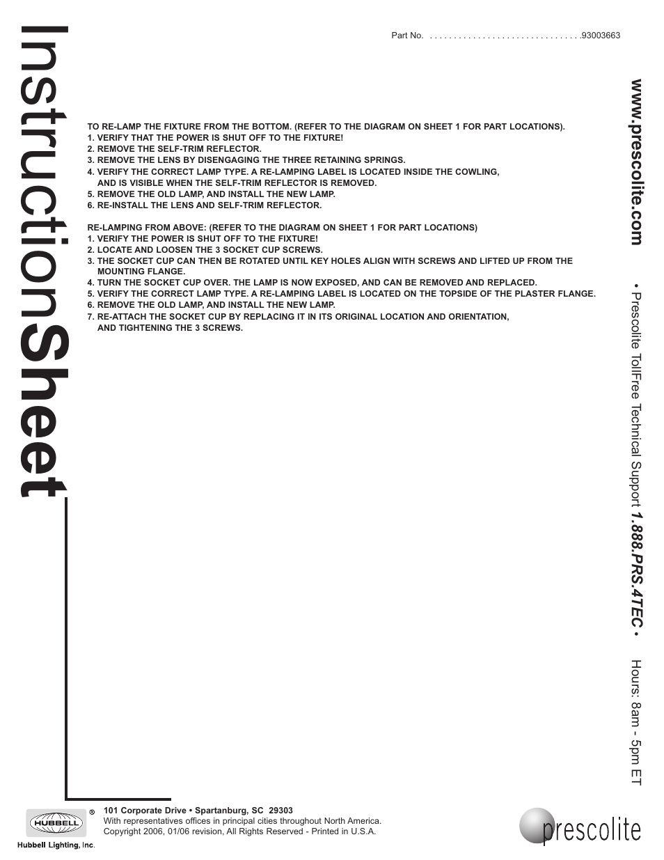 Instruction sheet | Prescolite T6 User Manual | Page 2 / 2