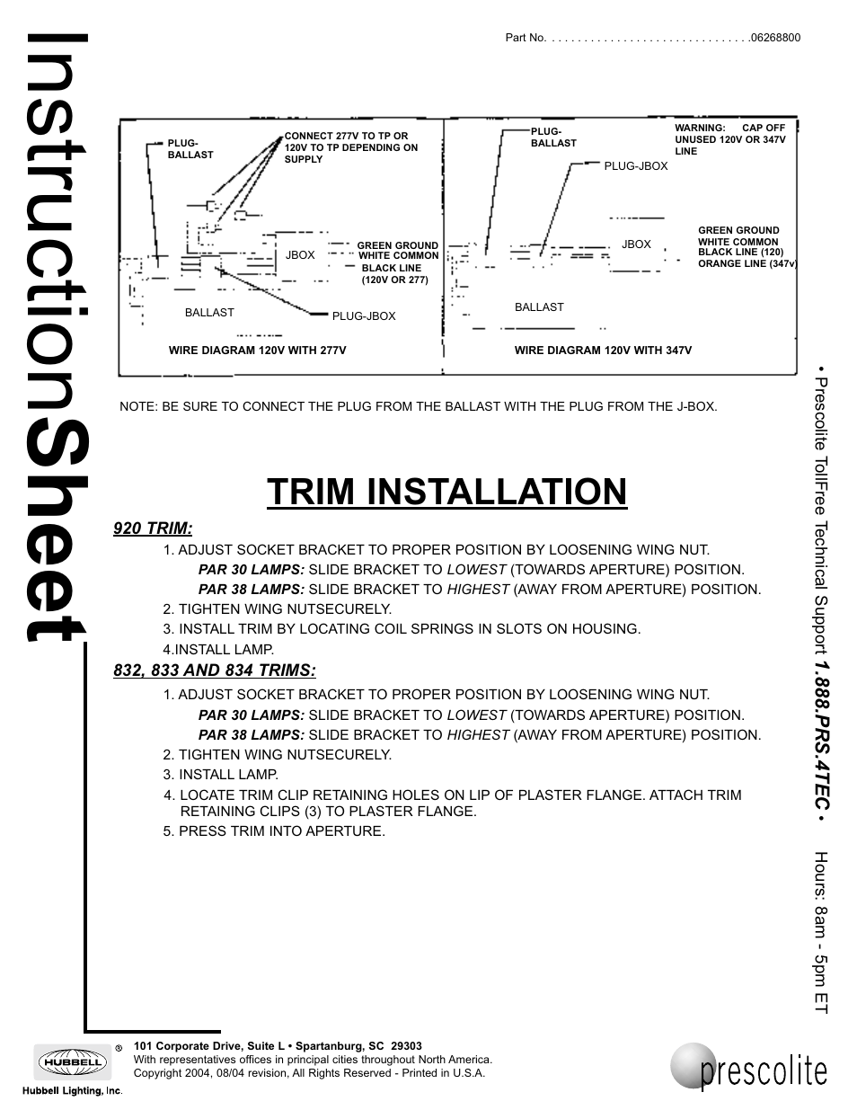 Instruction sheet, Trim installation | Prescolite 79 SERIES User Manual | Page 2 / 2