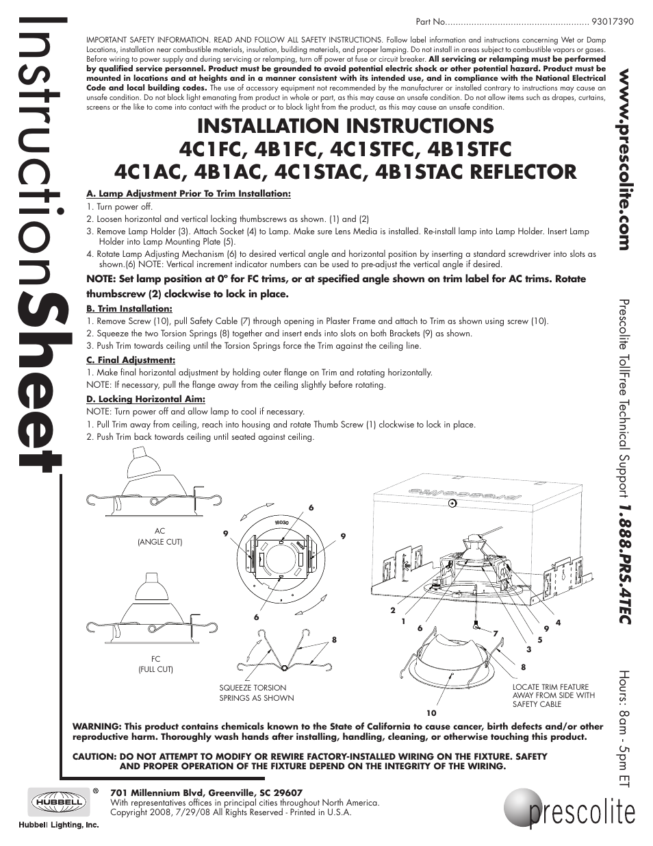 Prescolite 4B1STAC User Manual | 1 page