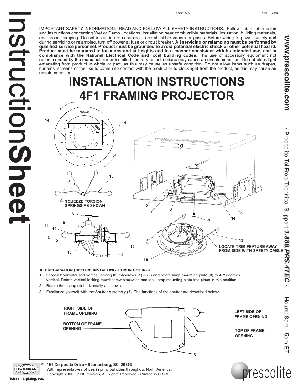 Prescolite 4F1 User Manual | 3 pages