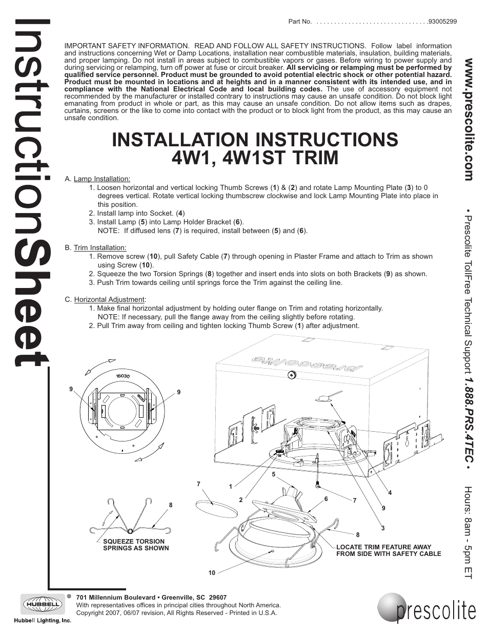 Prescolite 4W1ST User Manual | 1 page