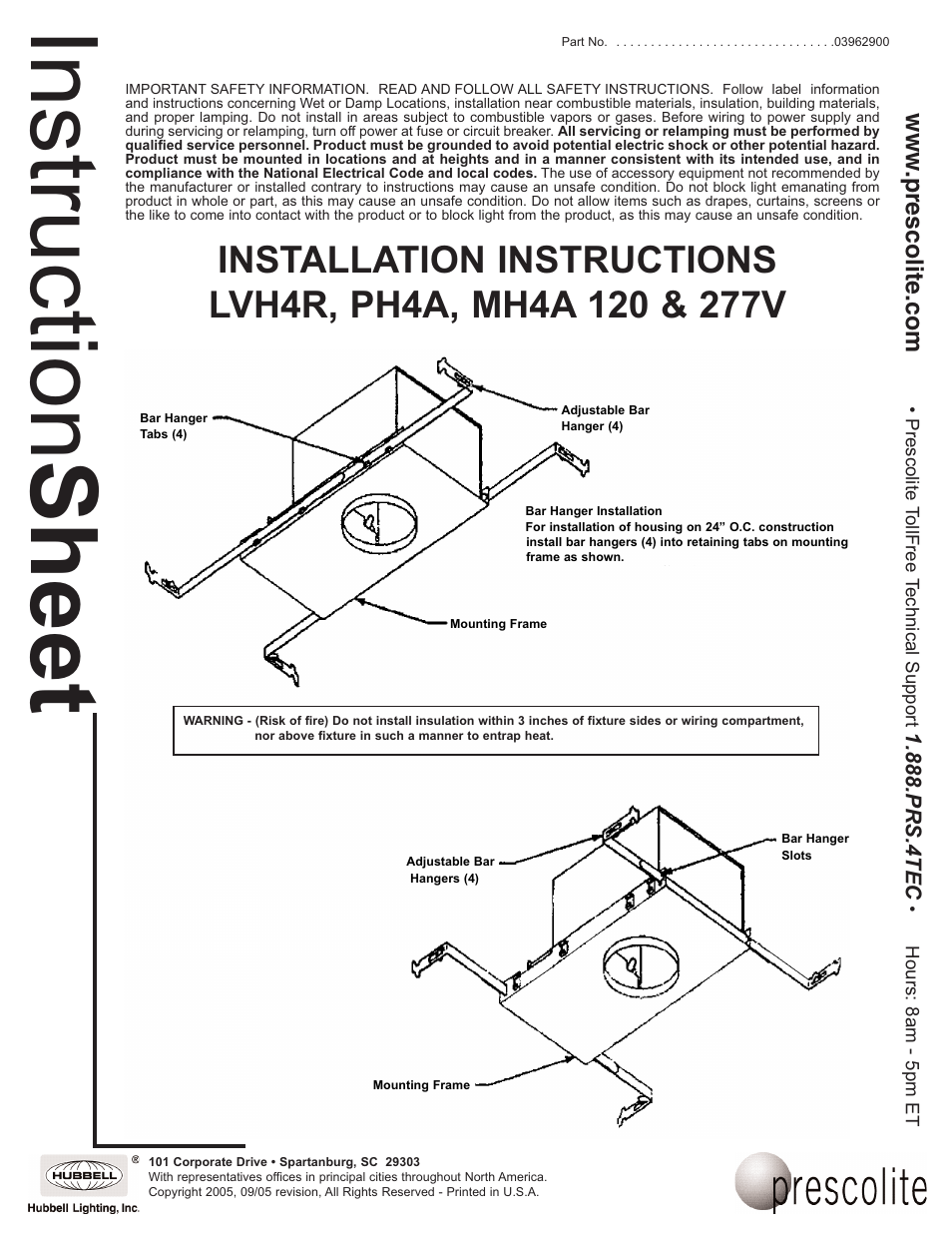 Prescolite MH4A User Manual | 2 pages