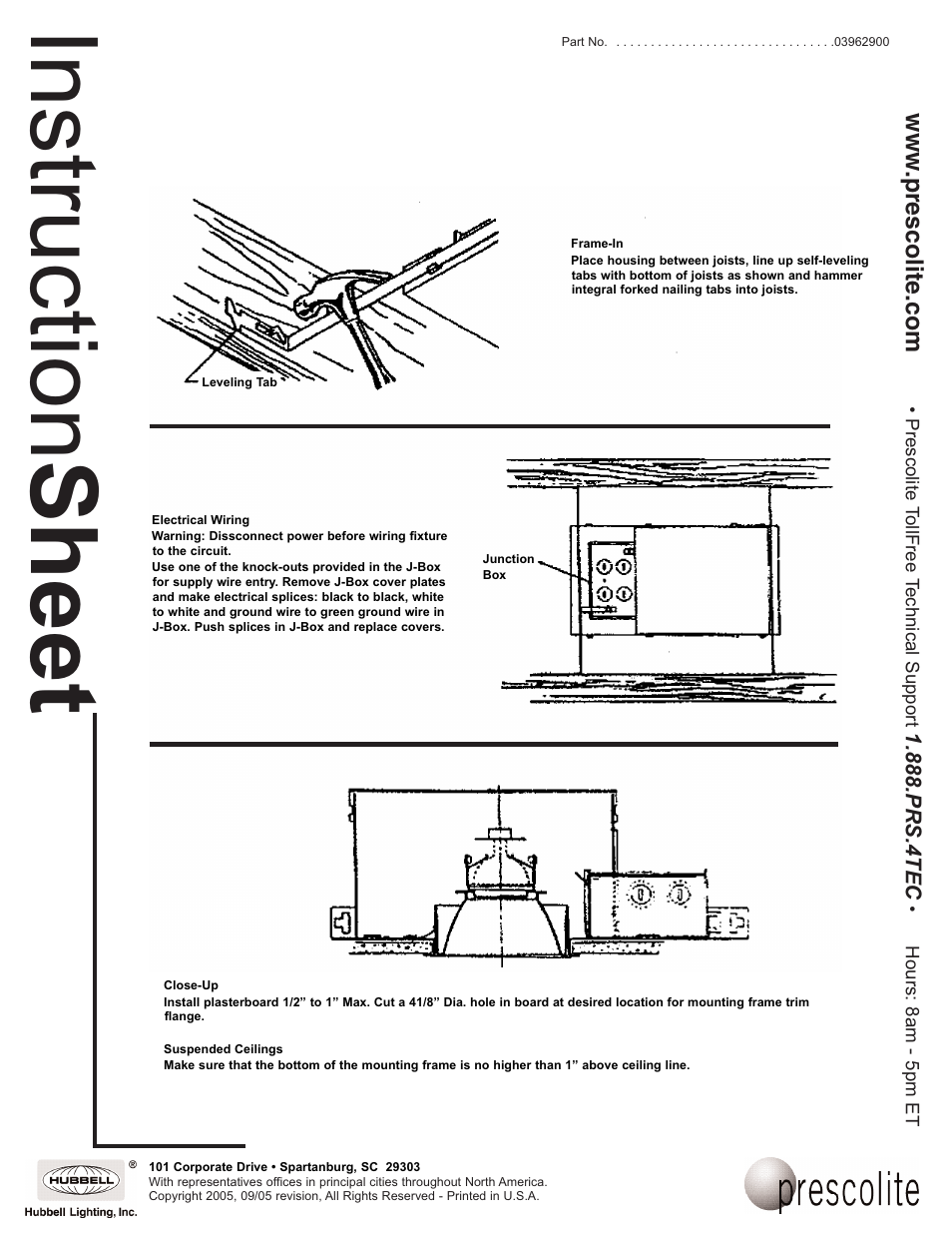 Instruction sheet | Prescolite MH4A User Manual | Page 2 / 2