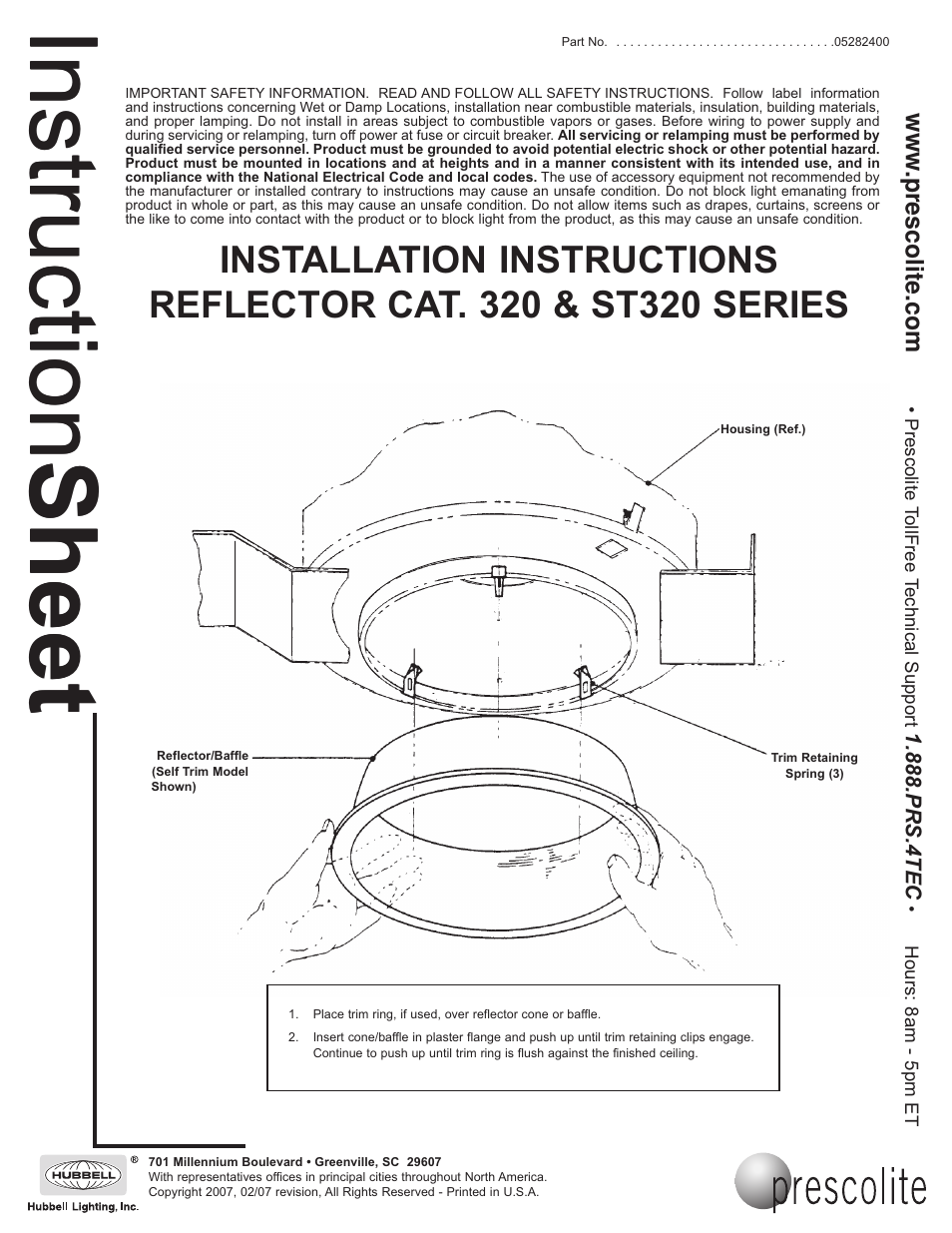 Prescolite ST320 User Manual | 1 page