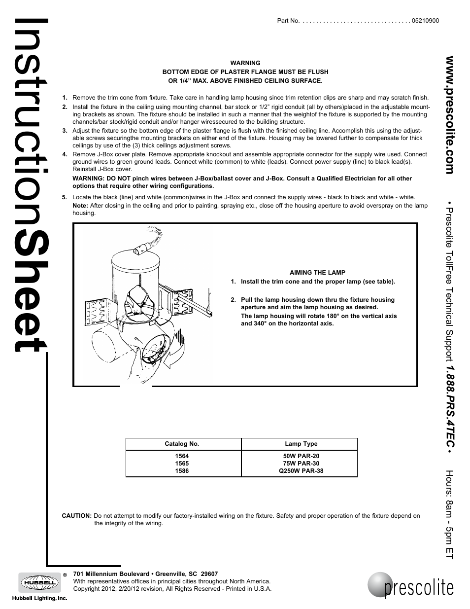 Instruction sheet, Prs.4tec | Prescolite 1586-800 8 User Manual | Page 2 / 2