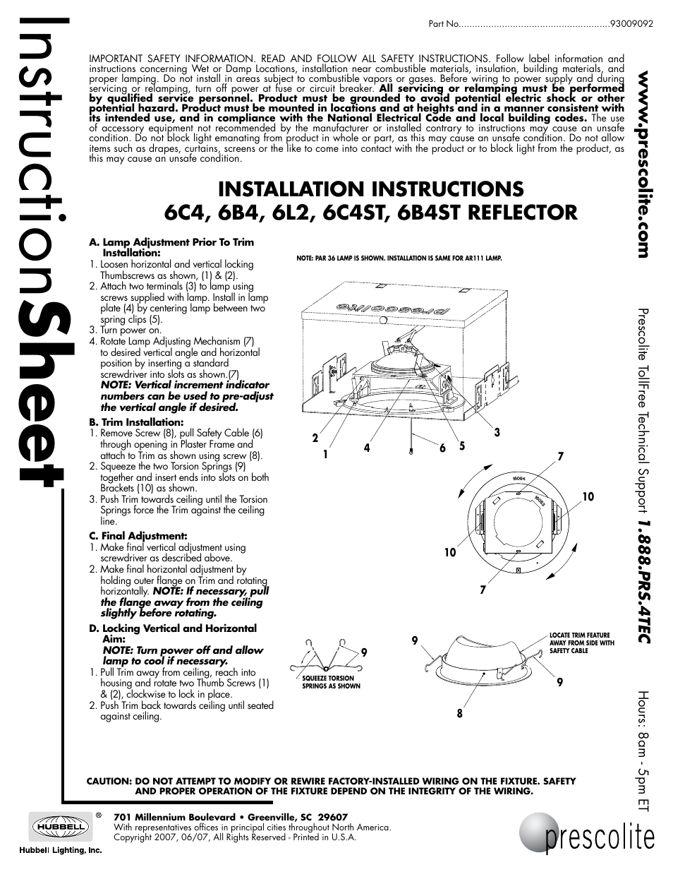 Prescolite 6B4ST User Manual | 1 page