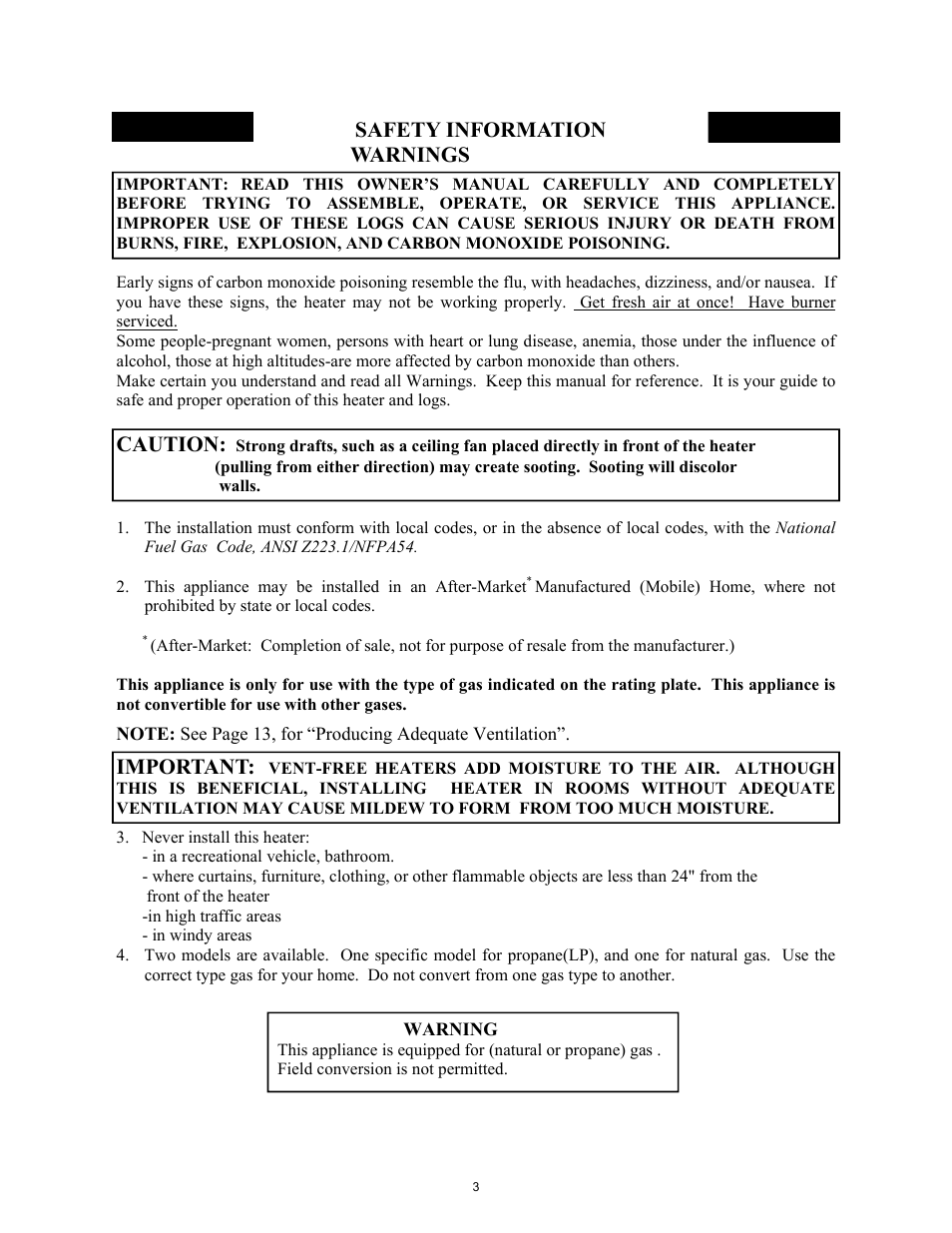 Safety information warnings, Caution, Important | New Buck Corporation 1127B User Manual | Page 5 / 43