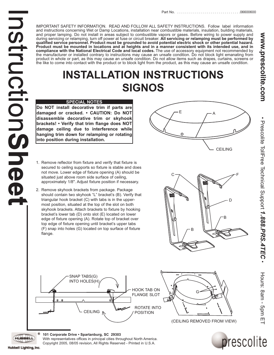 Prescolite SIGNOS User Manual | 2 pages