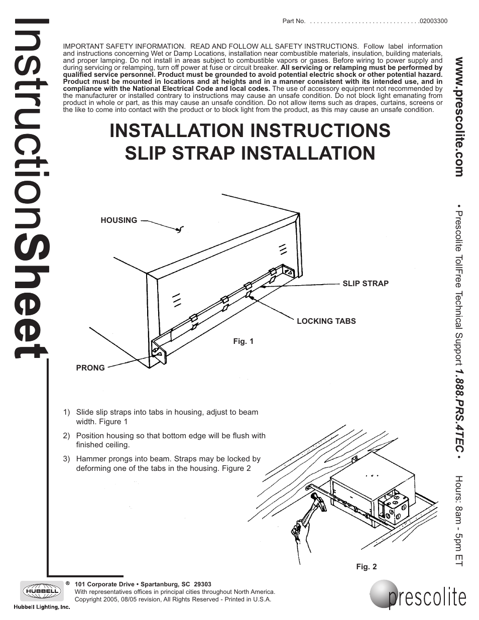 Prescolite SLIP STRAP User Manual | 2 pages