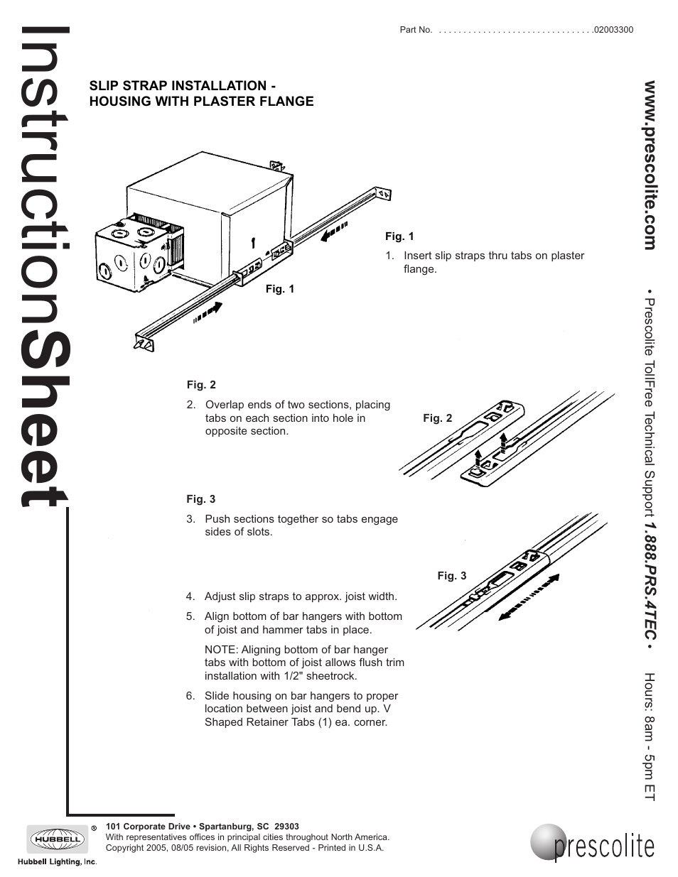 Instruction sheet | Prescolite SLIP STRAP User Manual | Page 2 / 2